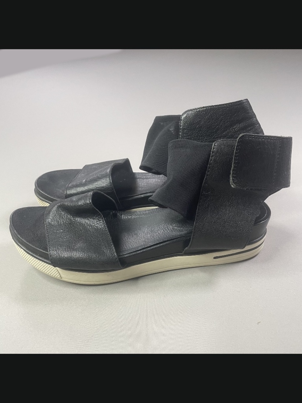 Eileen Fisher Shoes Womens 9.5 black white leather sandals summer casual - Picture 4 of 11